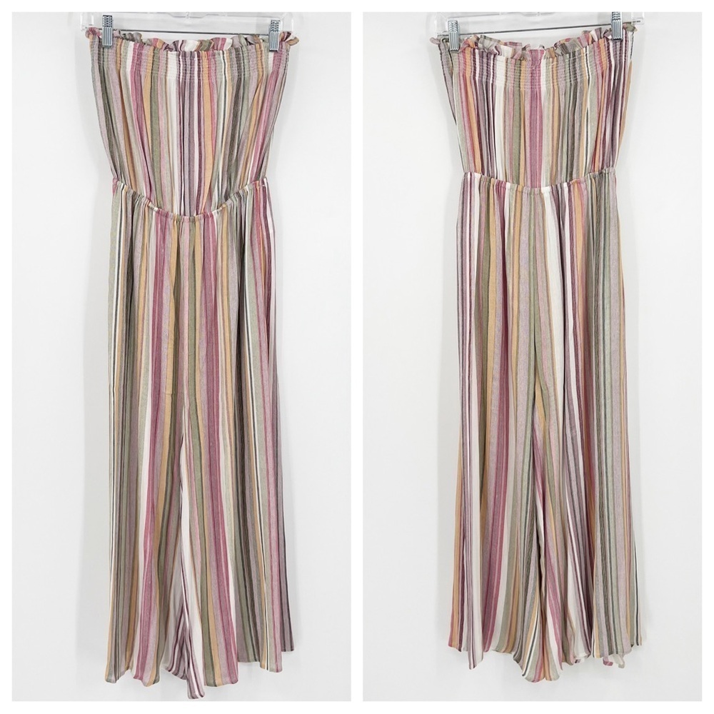 Cotton Candy LA Multicolor Striped Strapless Jumpsuit Size S Gauze